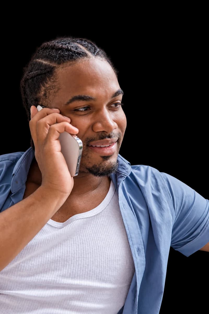A self-employed man on a relaxed phone call.